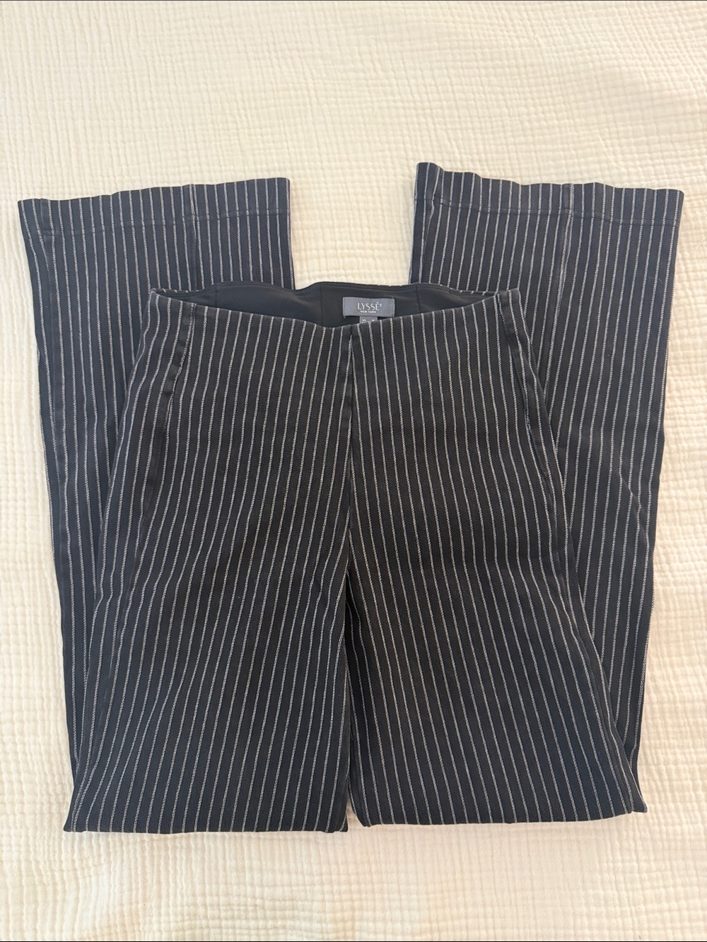 Black Pinstripe Dress Pants by Lysse